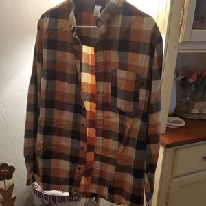 Men's Plaid Button-Up Shirt in Brown & Navy